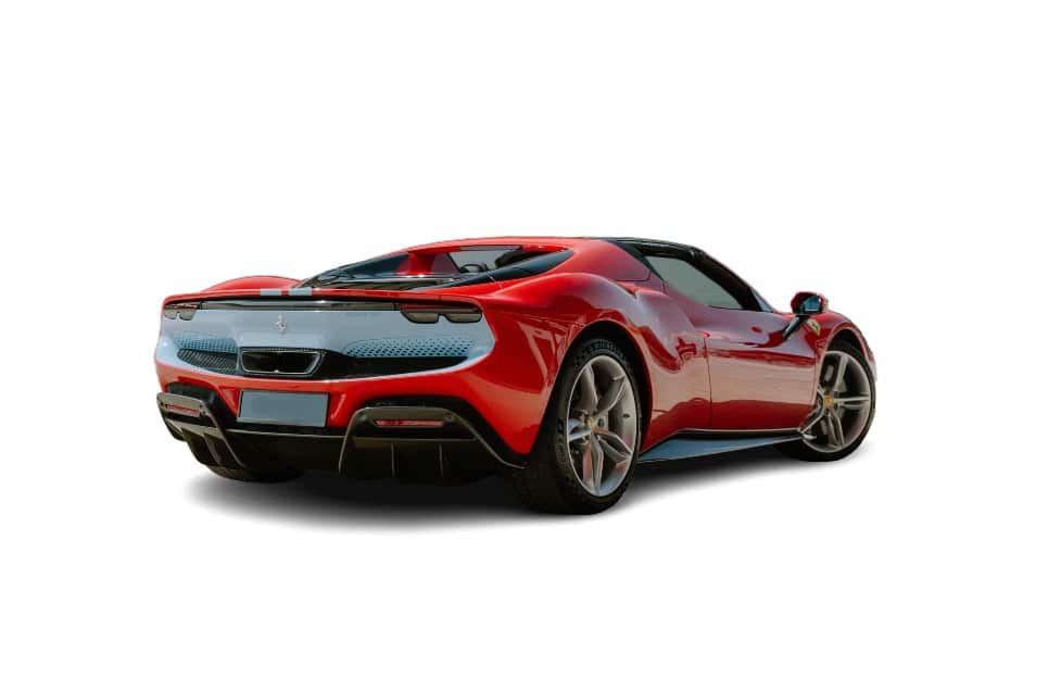 Red Ferrari 296 GTS Half side rear view