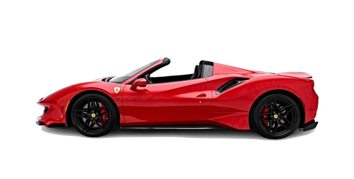 Red Ferrari 488 Pista Spider Side view