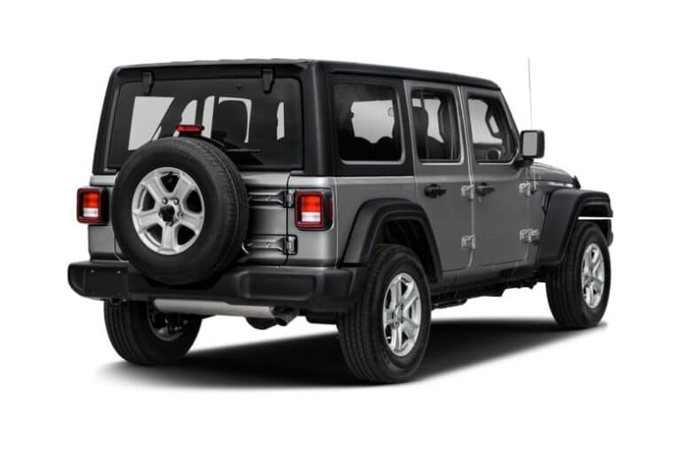 Silver Jeep Wrangler Unlimited Half side rear view