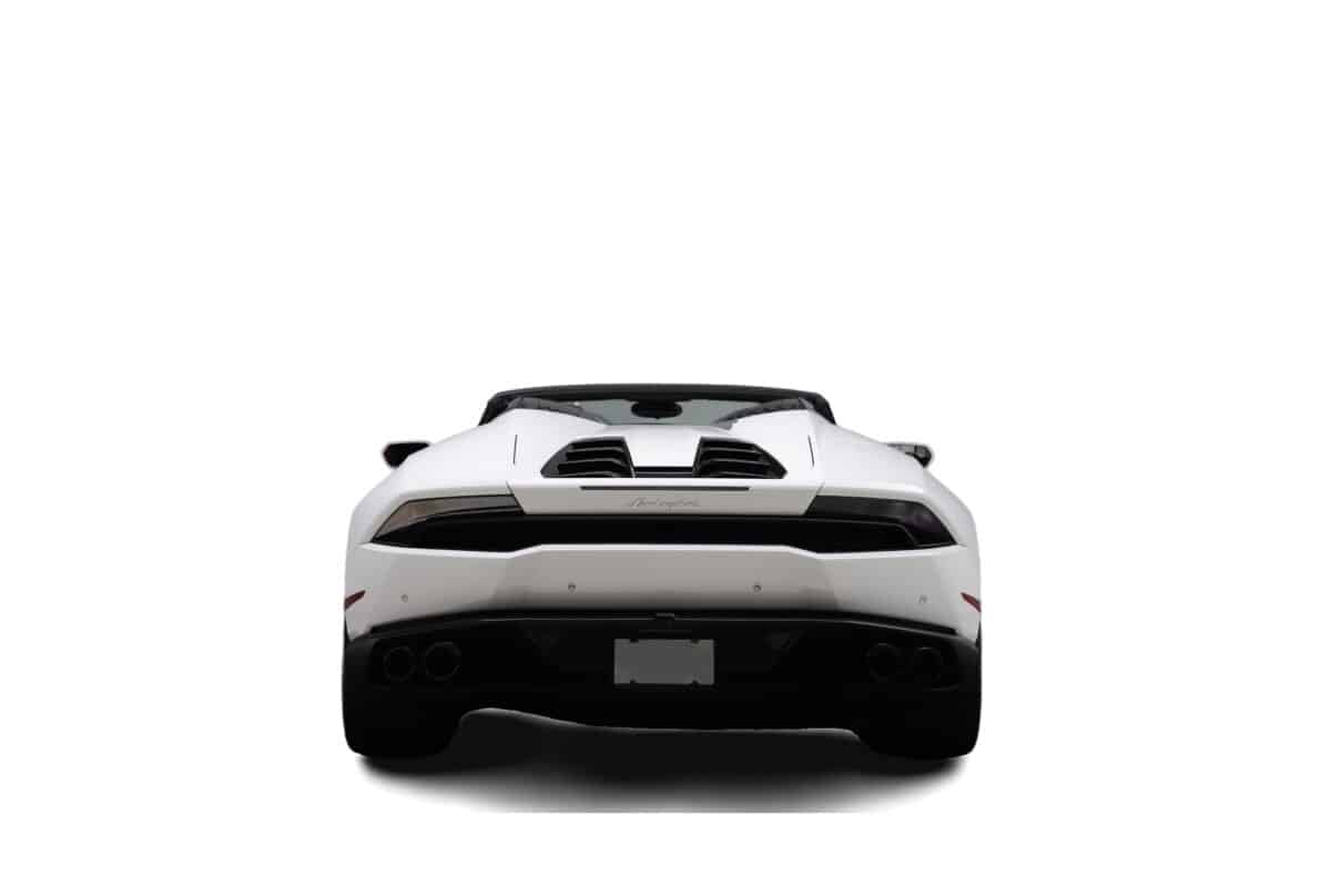White Lamborghini Huracan Spyder Rear view