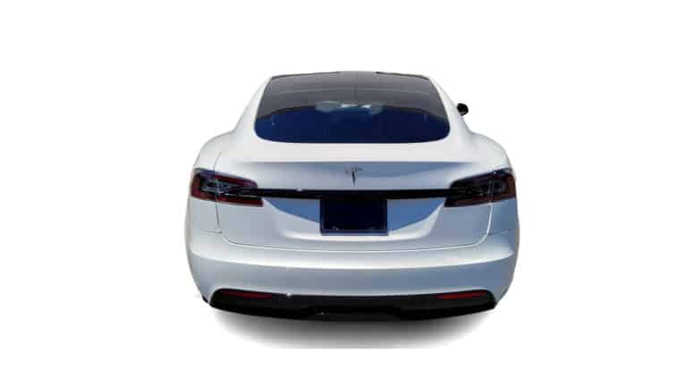 White Tesla Model S Rear view